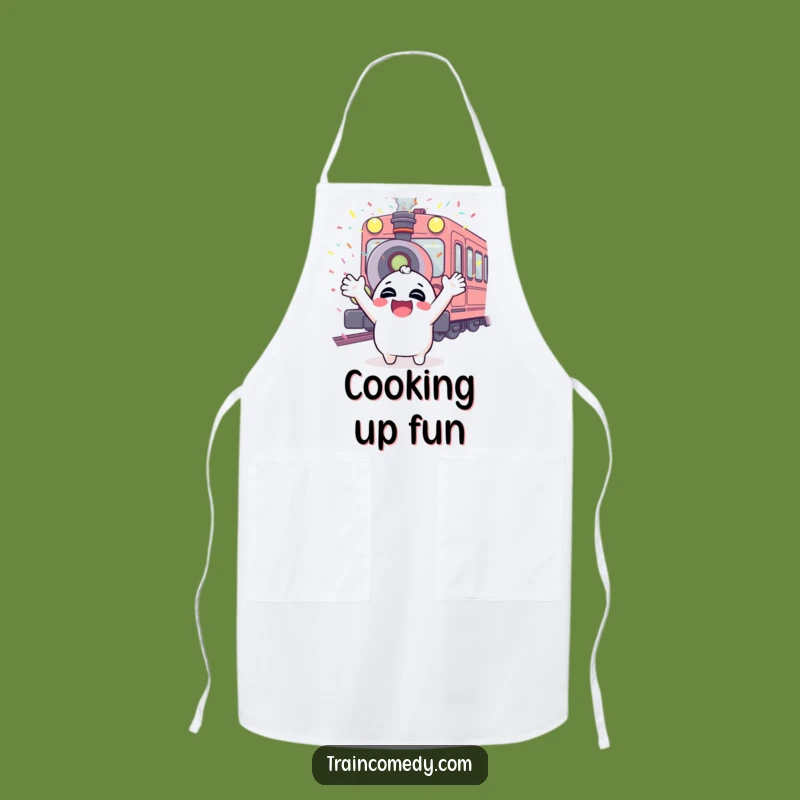 Funny Kitchen Apron: Giggling Train Chef, Confetti Fun, Perfect Funny Gift