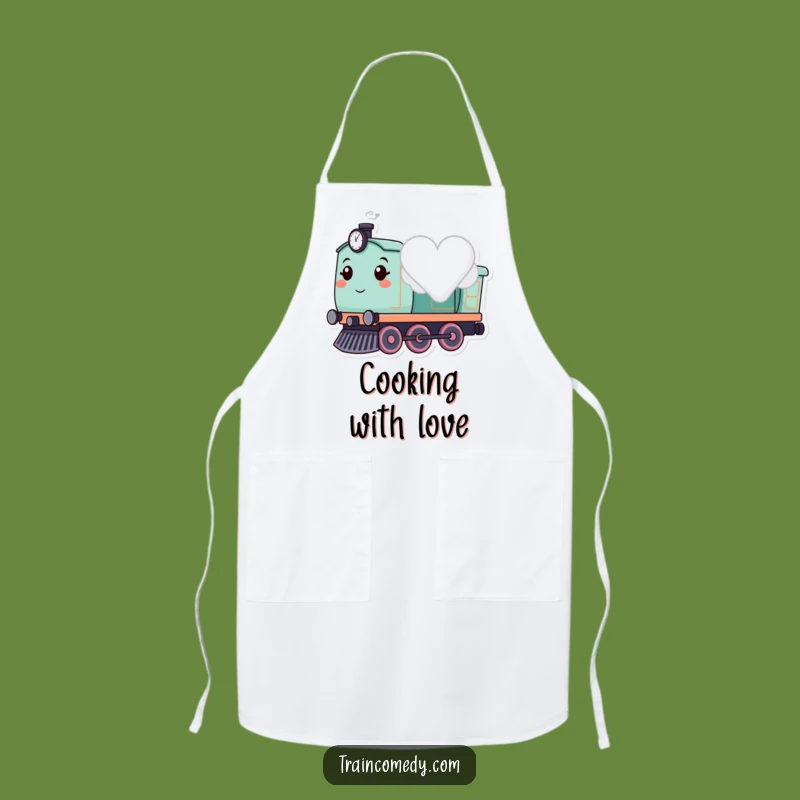 Funny Heart Cloud Train Apron: Cute Kitchen Fun and Romantic Cooking Gift