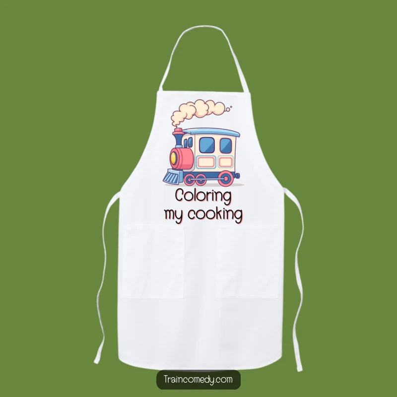 Funny Colorful Smoke Train Apron, Kitchen Cheer, Forward Motion - Cook with Color!
