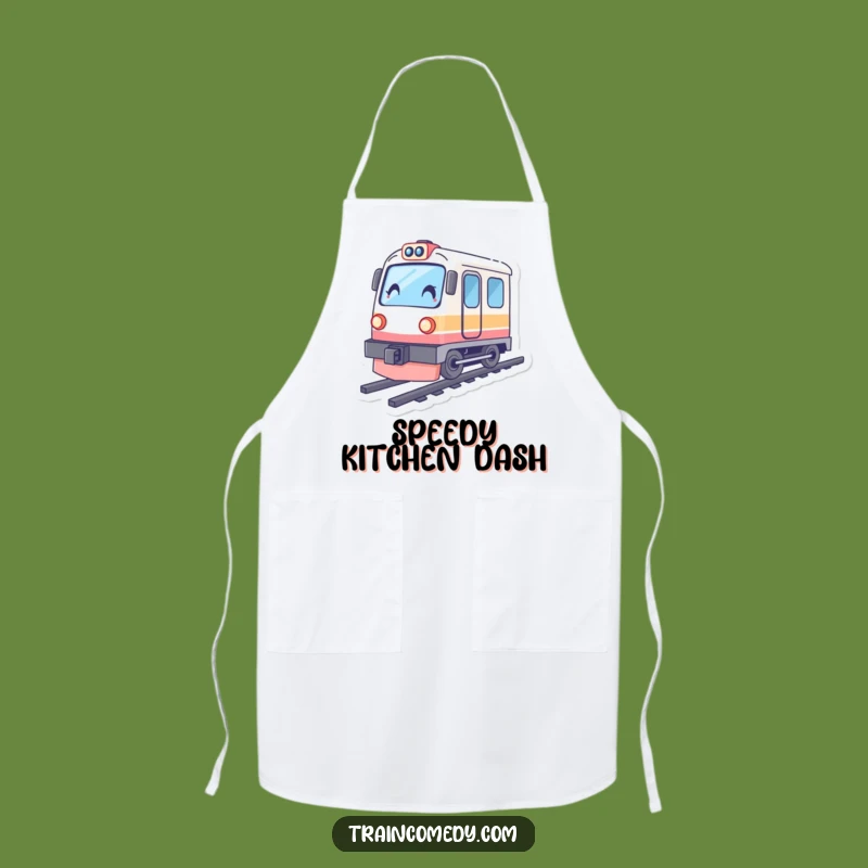Funny Fast Train Apron, Speed in Kitchen, Tilting Character - Cook with Zest!