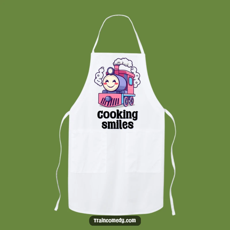 Funny Happy Train Engine Apron: Cook with Smiley Smoke, a Great Gift!