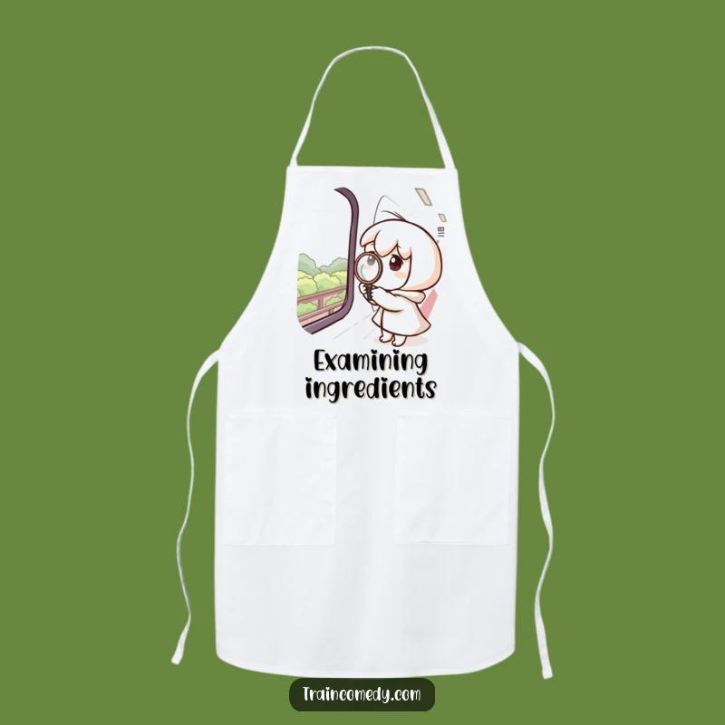 Funny Kitchen Apron: Curious Train Chef, Magnifying Ingredients, Perfect Funny Gift