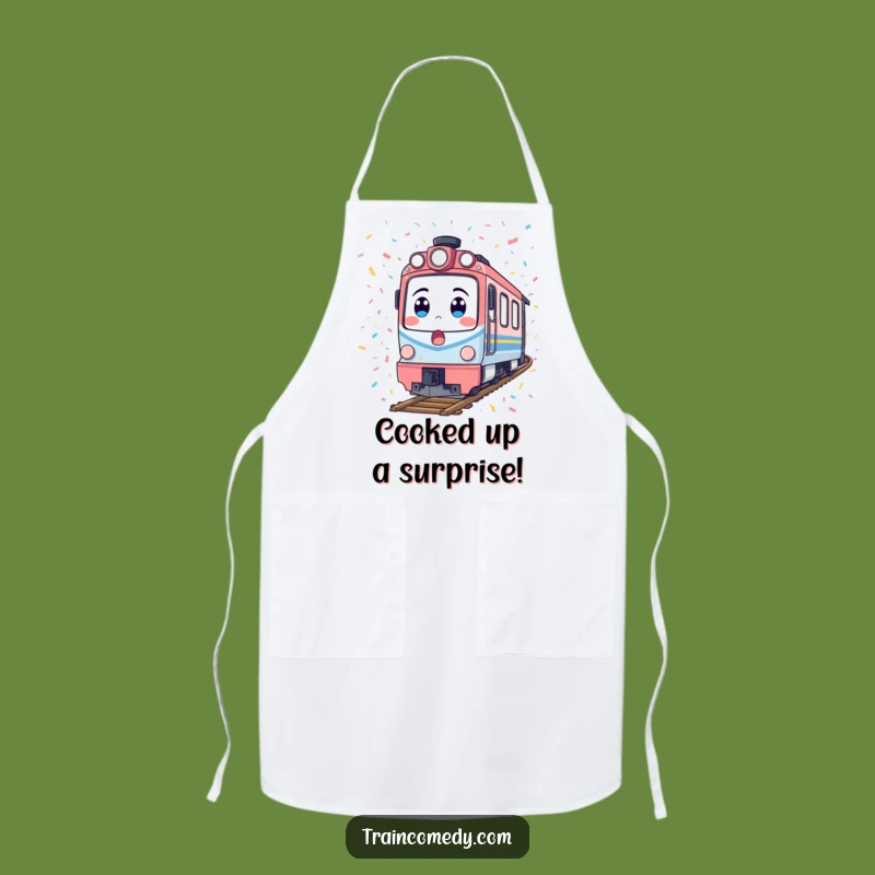 Funny Surprised Train Apron - Festive Chef Locomotive Fun Gift