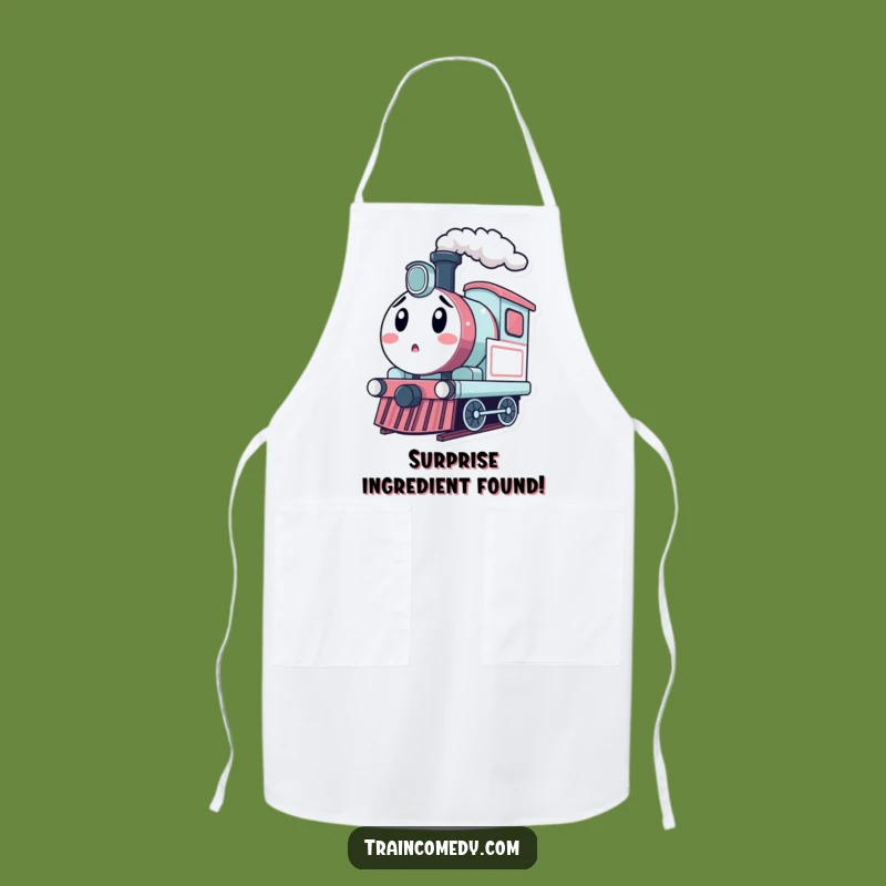 Funny Surprised Train Apron - Kawaii Engine Kitchen Steam Gift