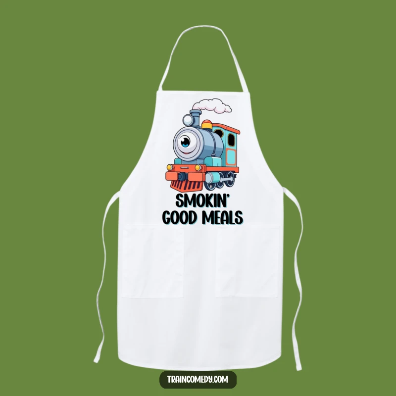 Funny Train Engine Apron: Excited Puffer Chef - Chef's Funny Gift!