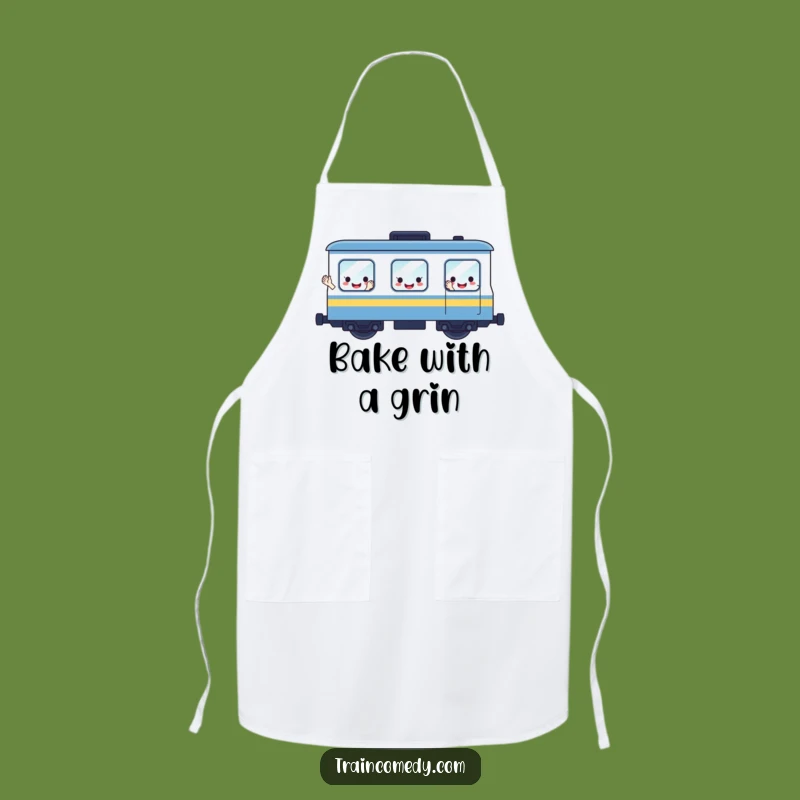 Funny Waving Train Car Apron: Cook with Cheerful Smiles and Joyful Flair