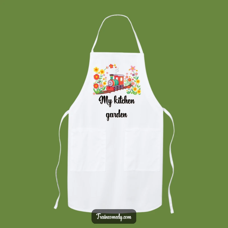 Funny Flower Tunnel Train Apron: Cook with Color, Happy Train, Gift Idea