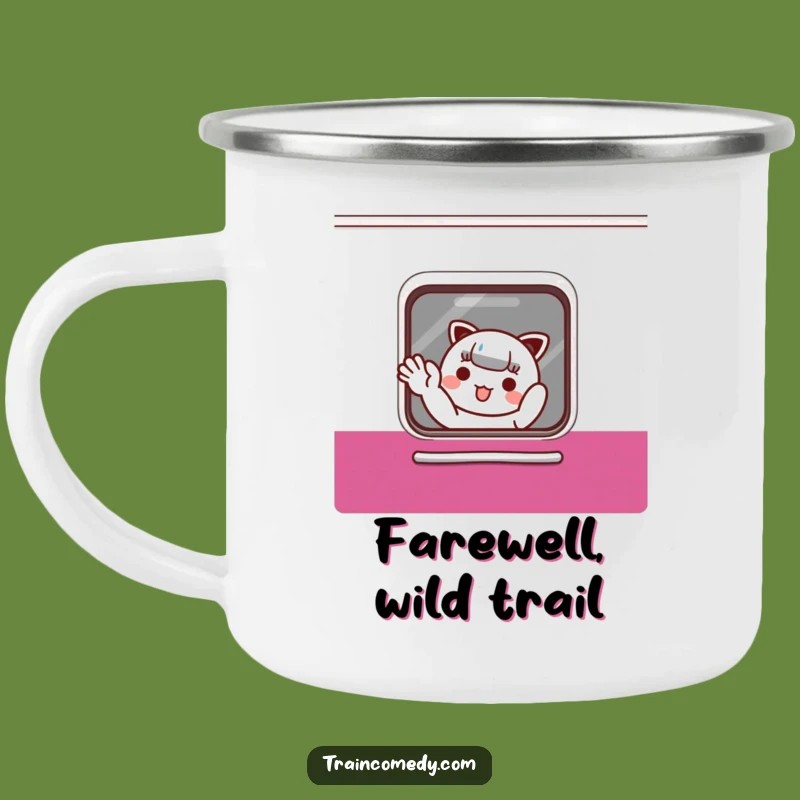 Funny Kawaii Train Camping Mug: Durable waving character mug, a perfect funny gift for outdoors.