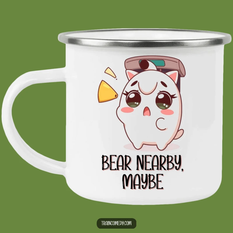 Funny Kawaii Train Horn Camping Mug: Durable surprised character mug, a perfect funny gift for outdoors.