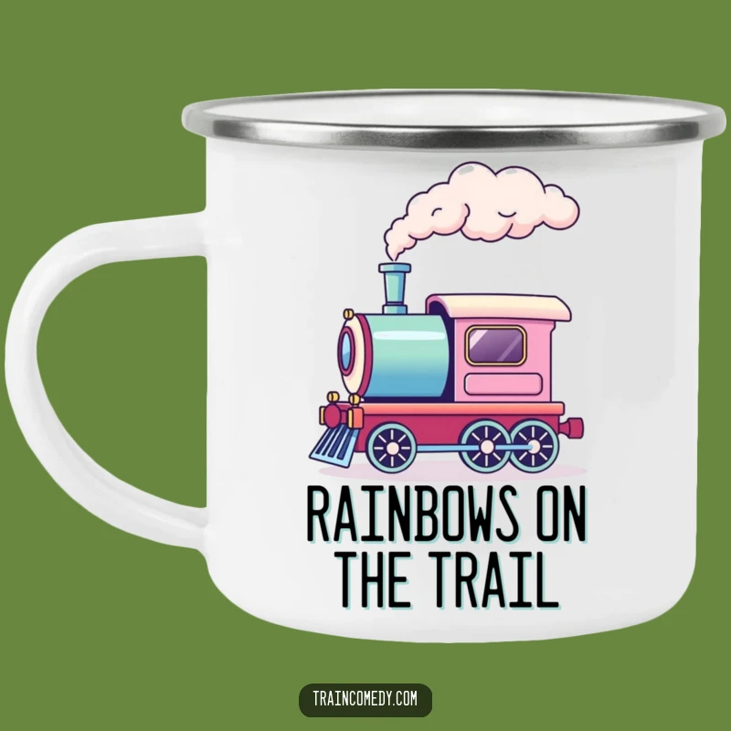 Funny Rainbow Smoke Train Camping Mug - Magical Adventures Await