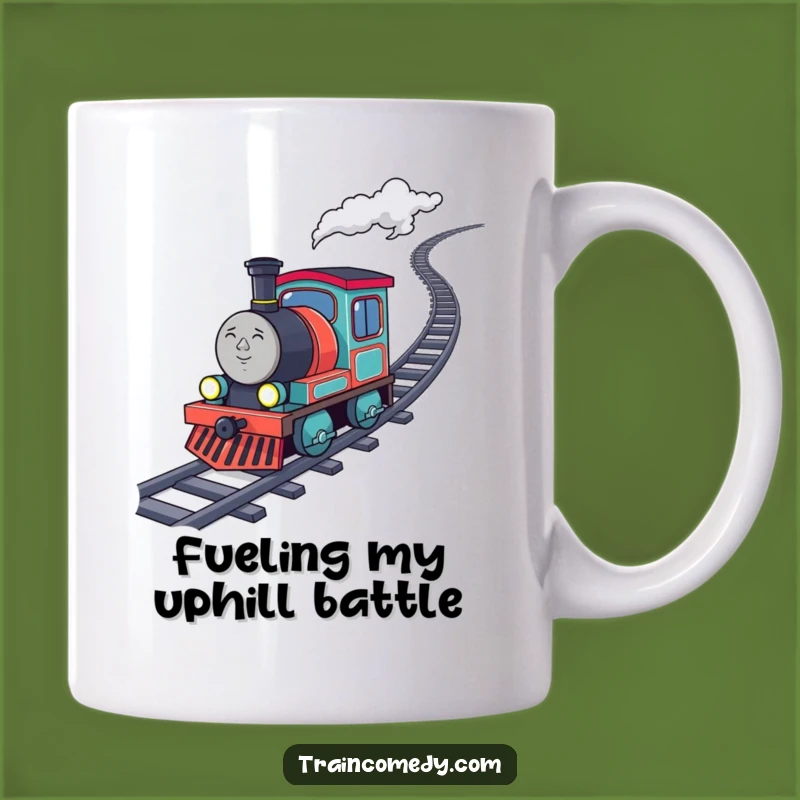Funny Determined Train Mug - Inspiring Uphill Journey Gift for Go-Getters