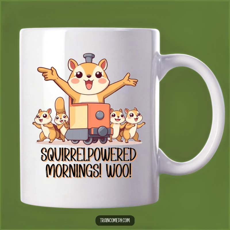 Funny Flying Squirrel Train Mug: Teamwork Adventure, Outstretched Arms, Gift