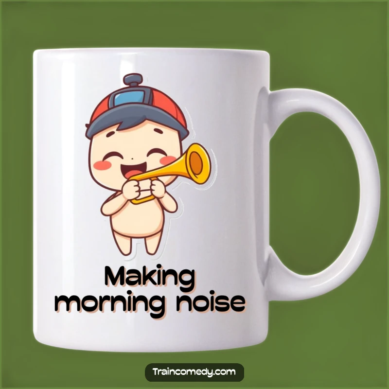Funny Grinning Train Horn Mug: Happy Character Music, Perfect Funny Gift
