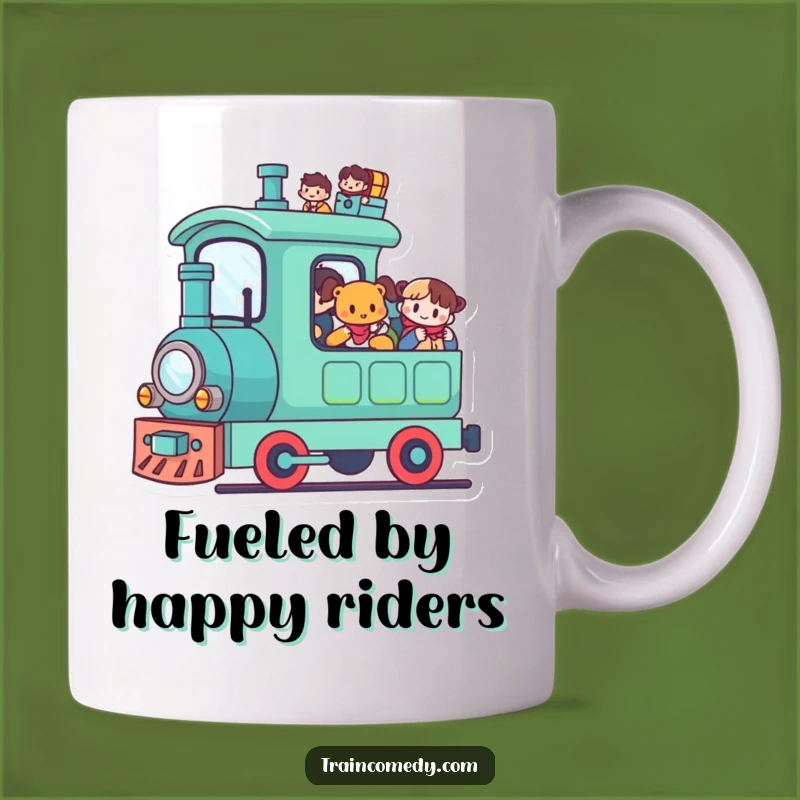Funny Kawaii Train Mug: Happy Passengers Ride, Perfect Funny Gift for Commuters!