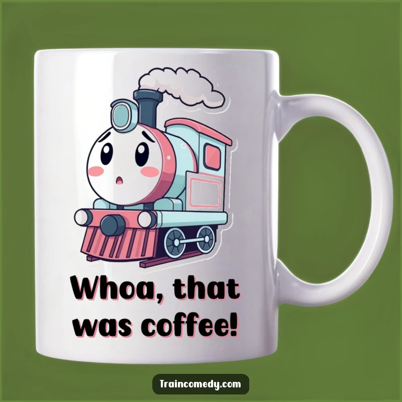 Funny Surprised Train Mug - Kawaii Engine Puffing Steam Gift