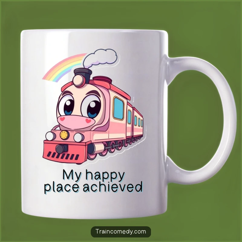 Funny Rainbow Train Mug: Large Eyes See Magic, Perfect Gift for Train Lovers