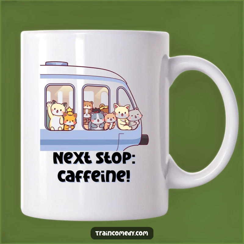 Funny Animal Train Ride Mug: Happy Passengers Waving, Perfect Novelty Gift for Commuters