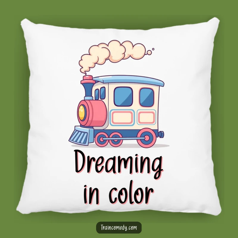 Funny Colorful Smoke Train Pillow, Soft Clouds, Moving Forward - Cuddle with Fun!