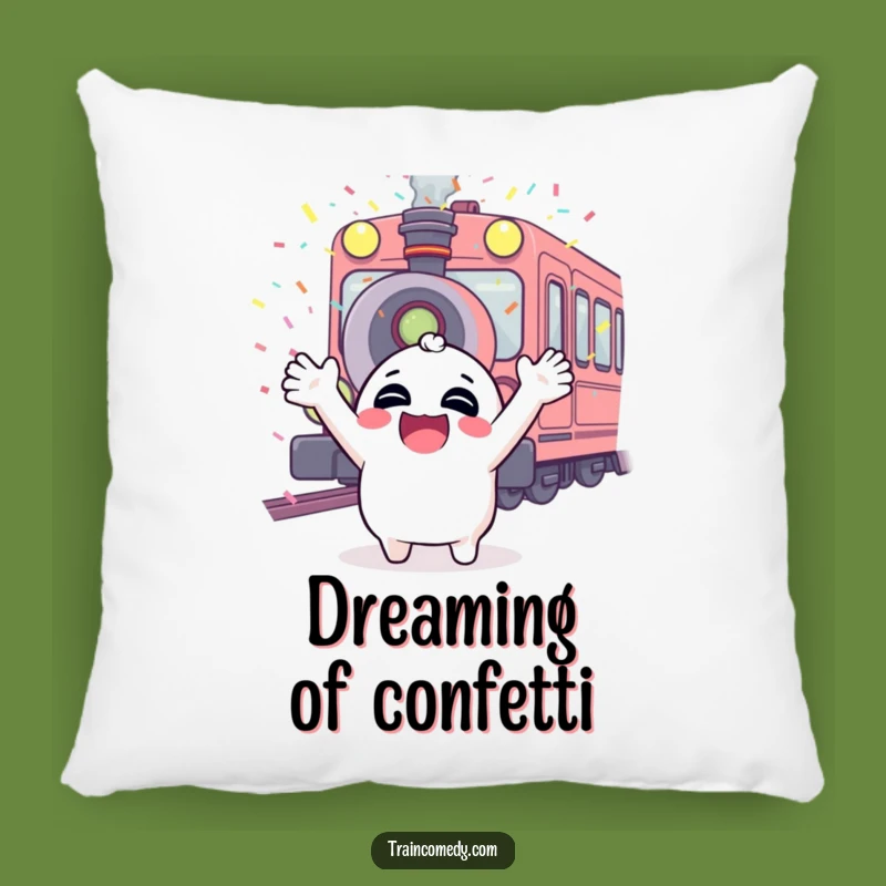 Funny Accent Pillow: Giggling Train Joy, Confetti Bliss, Perfect Funny Gift