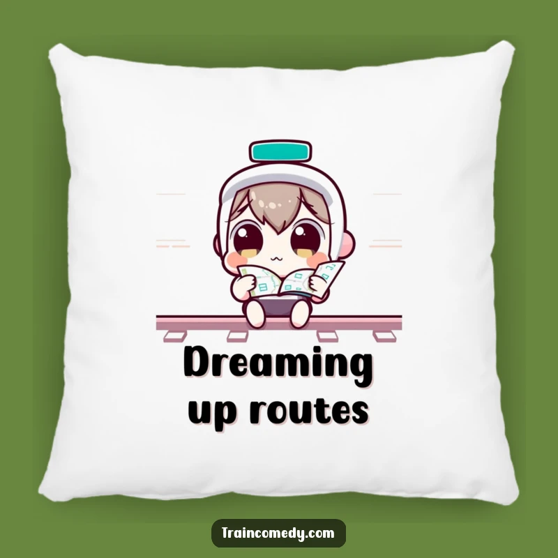 Funny Kawaii Train Map Pillow: Soft curious character cushion, a perfect funny gift for comfort.
