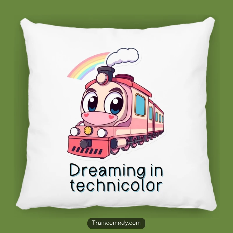 Funny Train Rainbow Pillow: Cozy Comfort, Big Eyes, Whimsical Gift Accent
