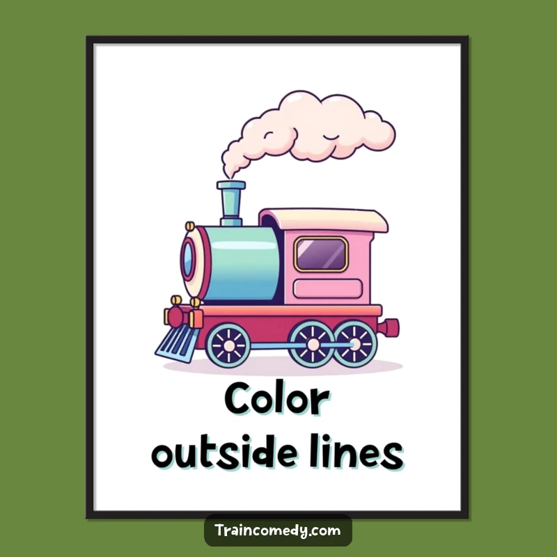 Funny Rainbow Smoke Train Digital Art - Instant Magical Decor Download