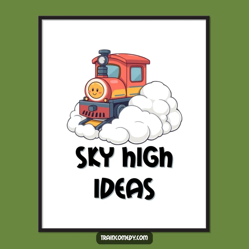 Funny Cloud Bump Train Digital Art: Instant Whimsy, Soft Scene, Decor Gift