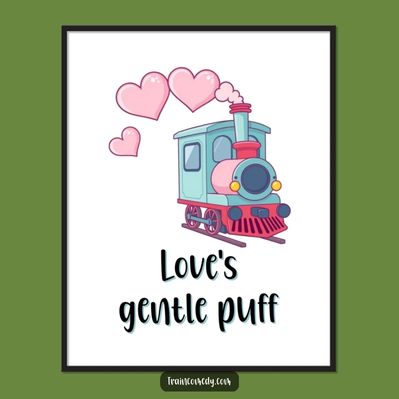 Funny Kawaii Train Heart Smoke Digital Art: Instant Love Print, Perfect Funny Gift