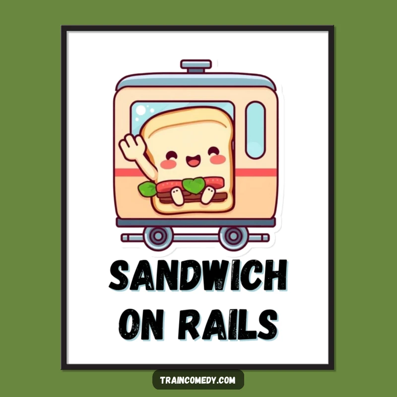 Funny Sandwich Train Digital Art Print Instant Whimsy for Your Walls