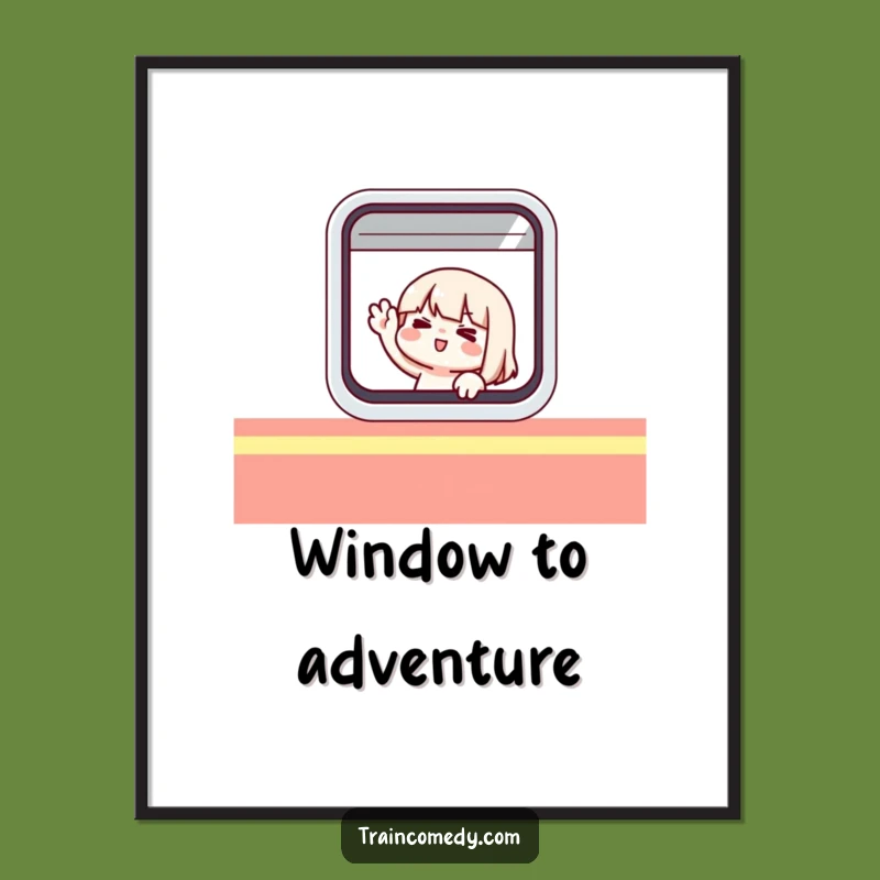 Funny Traveling Character Digital Art Print: Printable Train Decor, Instant Funny Gift