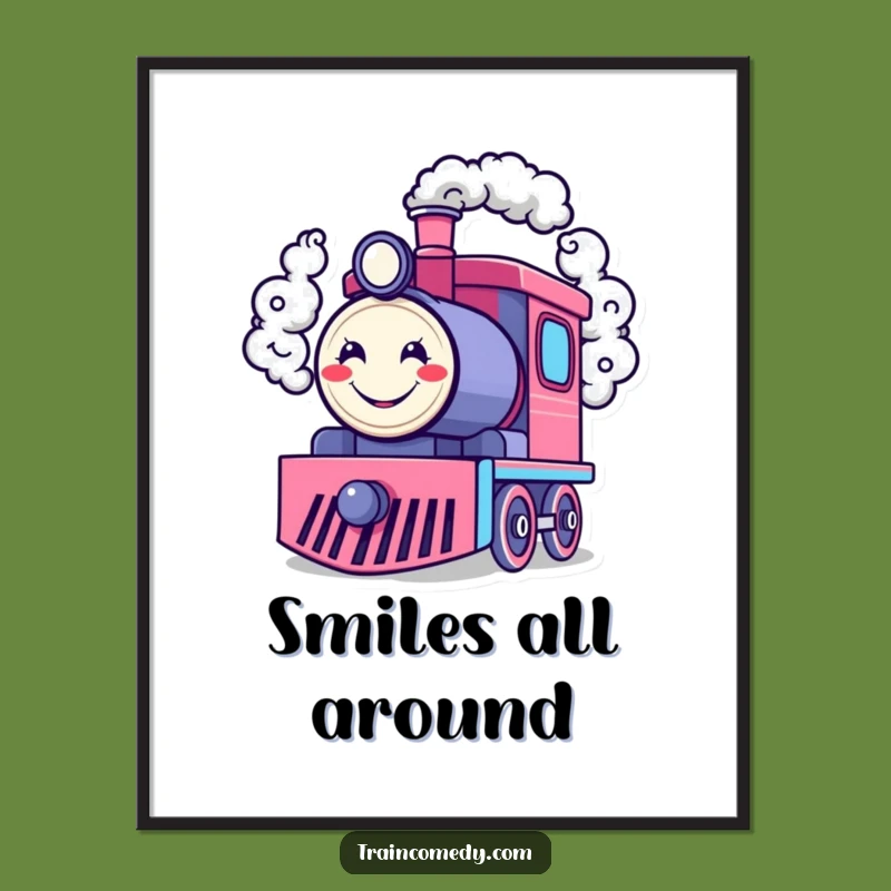 Funny Happy Train Engine Digital Print: Instant Smiles, a Perfect Gift!