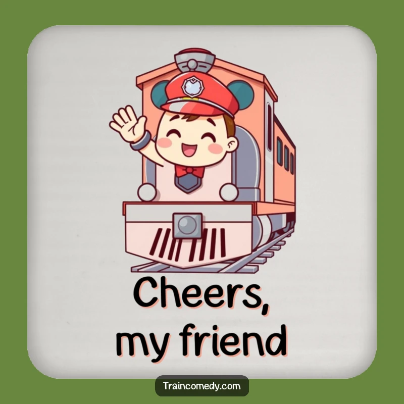 Funny Cheerful Conductor Coaster: Protect Surfaces with a Waving Friend, Great Gift!