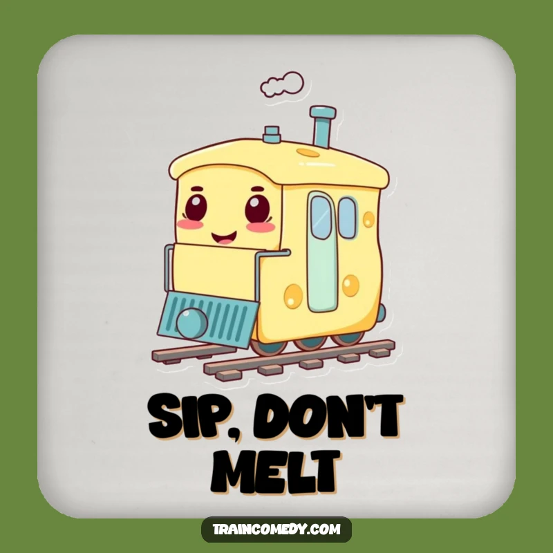 Funny Cheese Train Drink Coaster Protect Surfaces with Cheesy Fun