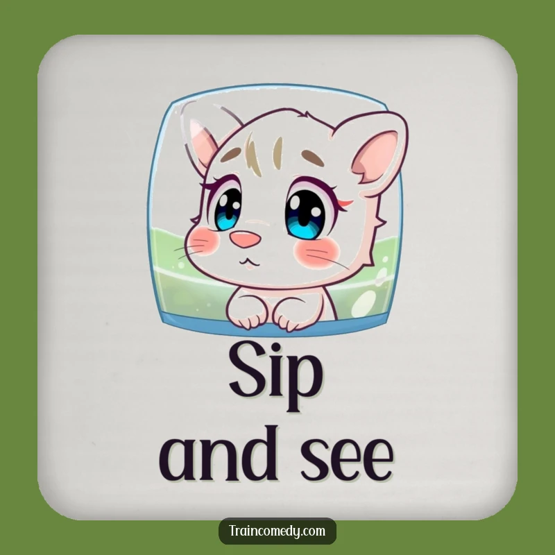 Funny Curious Character Coaster: Nose Pressed to Glass, Scenery Watching Protector