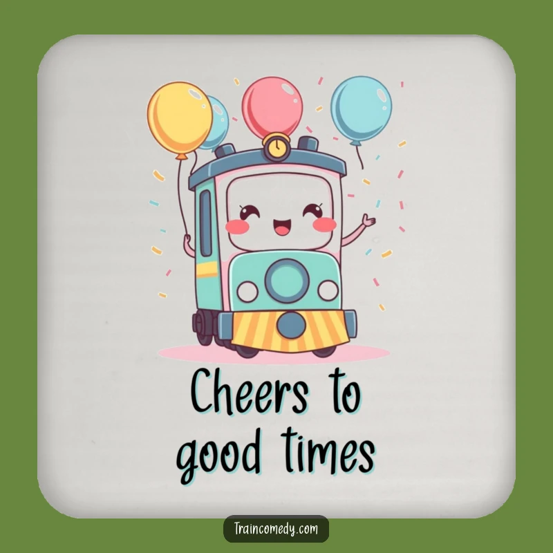Funny Kawaii Train Celebration Coaster - Protect Surfaces with Party Flair
