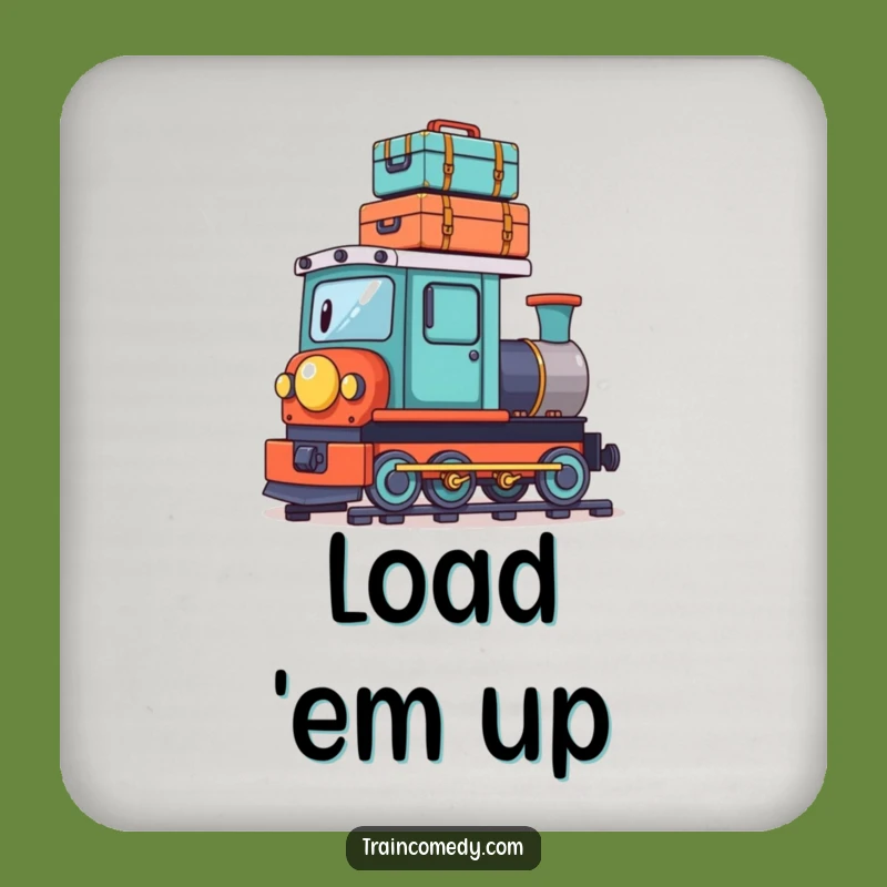 Funny Playful Train Suitcase Coaster: Protect Surfaces with Travel Humor, Great Gift!