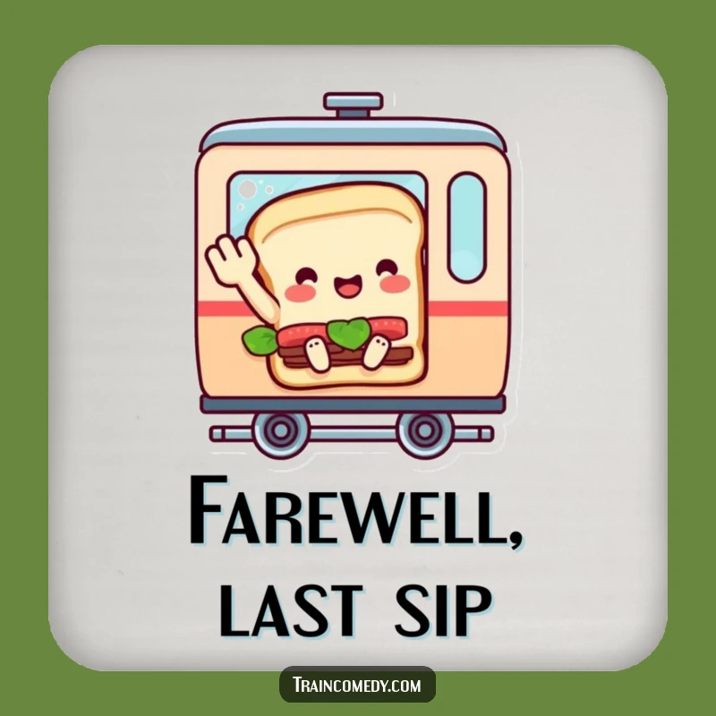 Funny Sandwich Train Drink Coaster Protect Surfaces with Foodie Fun