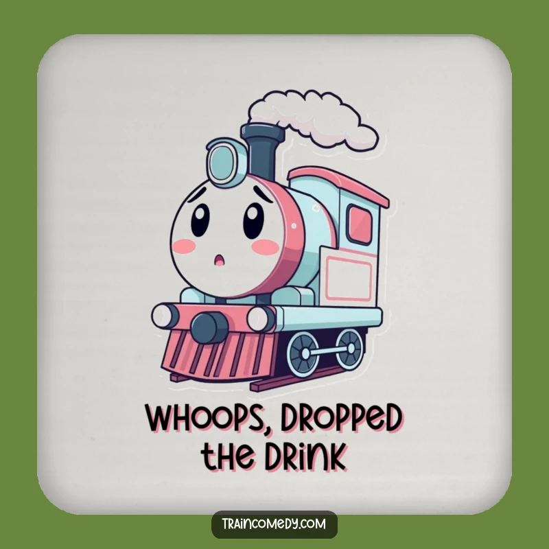 Funny Surprised Train Coaster - Kawaii Engine Surprise Drink Mat