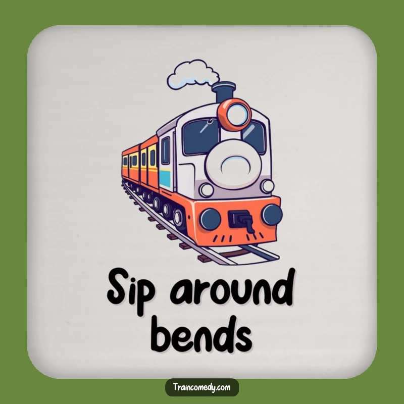 Funny Train Curve Drink Coaster - Protect Surfaces with Determined Humor