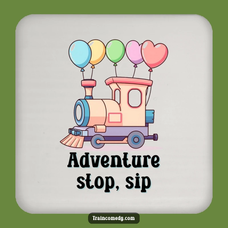 Funny Whimsical Train Balloon Coaster - Hilarious Adventure Drink Mat Gift