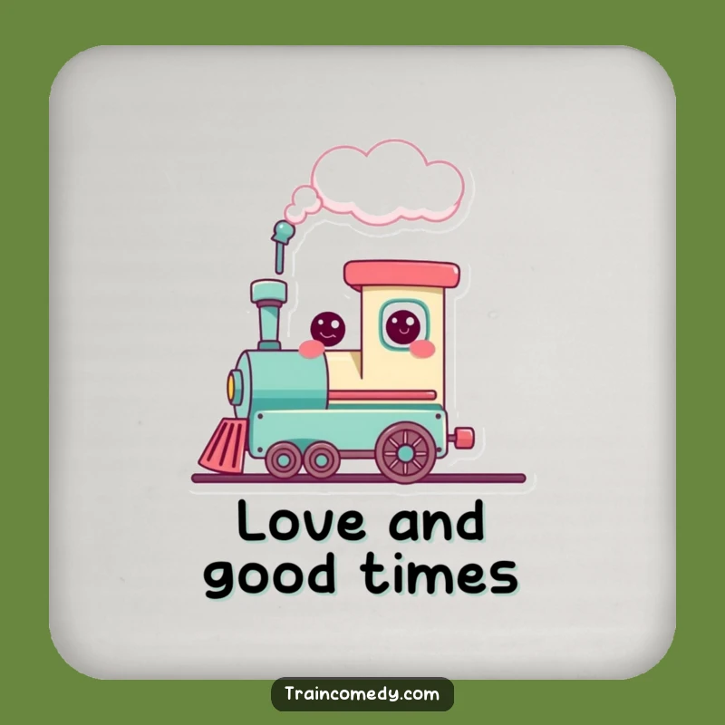 Funny Kawaii Train Heart Cloud Coaster - Protect Surfaces with Cute Love!