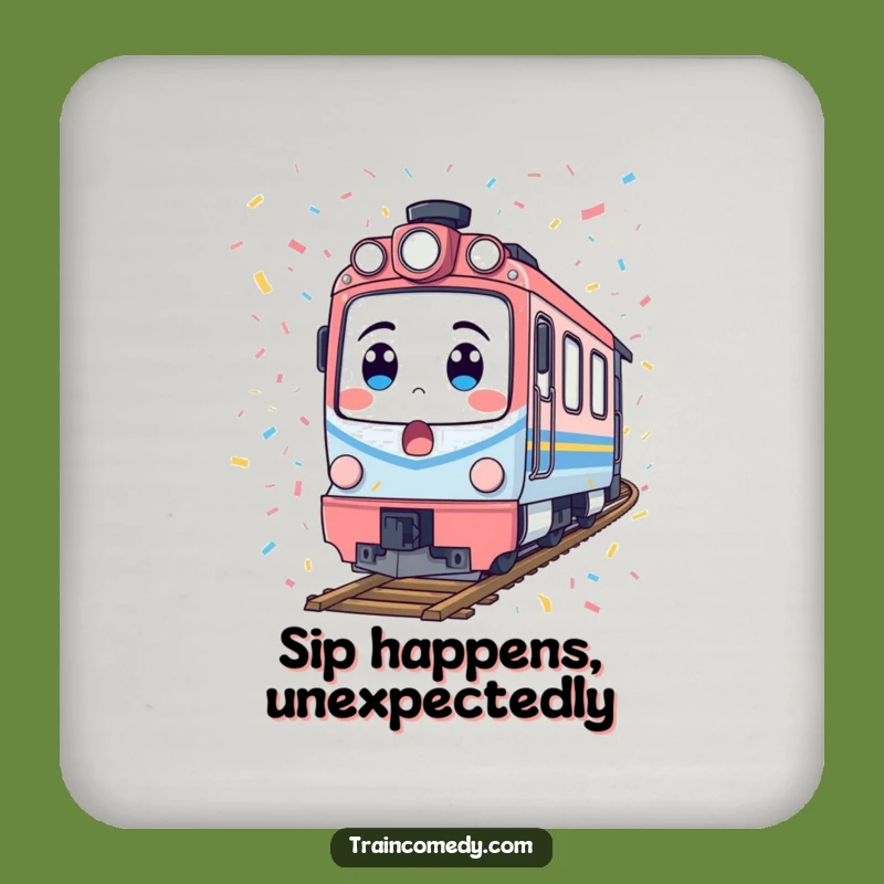 Funny Surprised Train Drink Coaster - Festive Locomotive Table Protector Gift