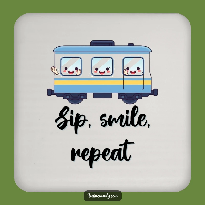 Funny Waving Train Car Coaster: Protect Surfaces with Cheerful, Smiling Flair