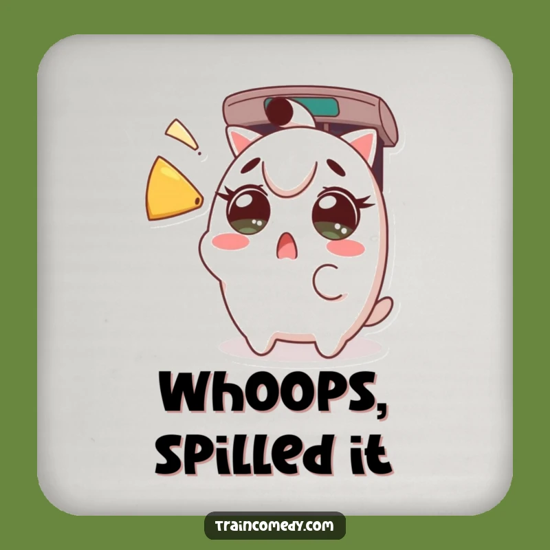 Funny Kawaii Train Horn Coaster: Surprised character drink protector, a perfect funny gift.