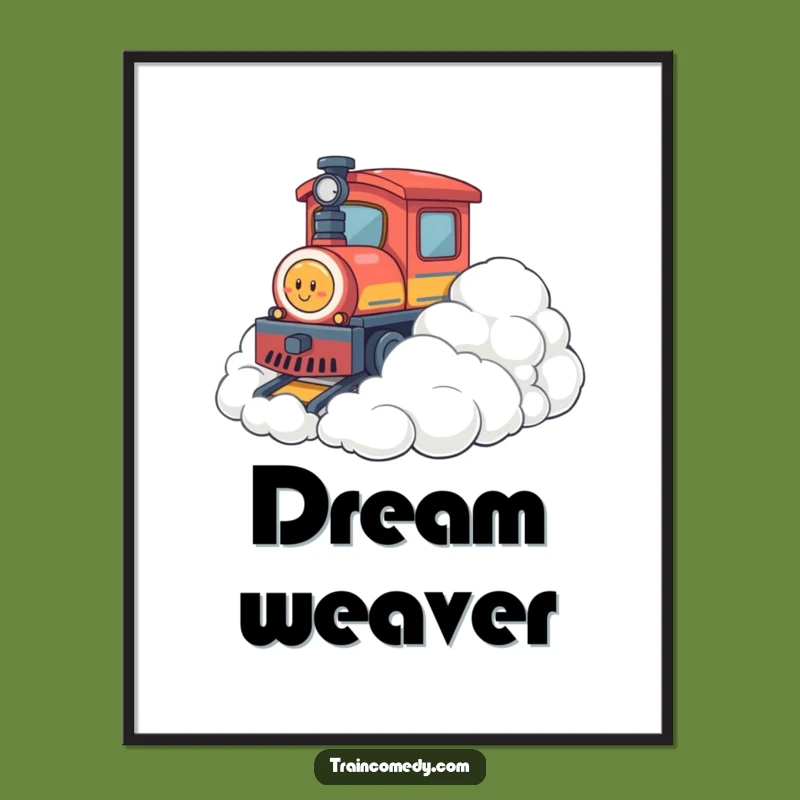 Funny Cloud Bump Train Poster: Whimsical Art, Playful Scene, Decor Gift