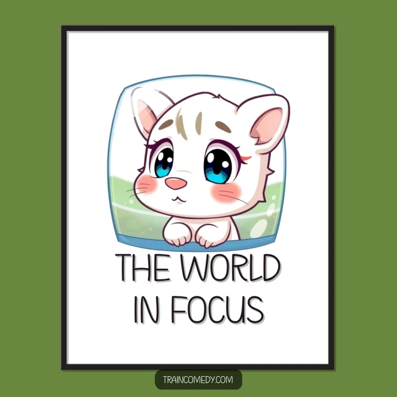 Funny Curious Character Poster: Nose Pressed to Glass, Watching Scenery Art