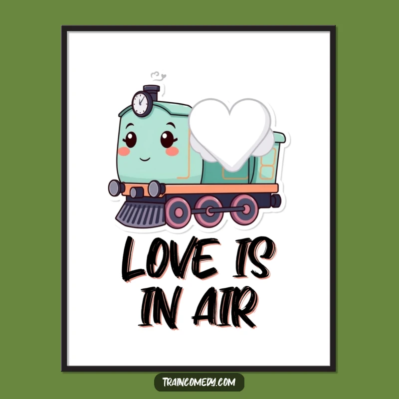 Funny Heart Cloud Train Poster: Cute Romantic Wall Art and Sweet Gift