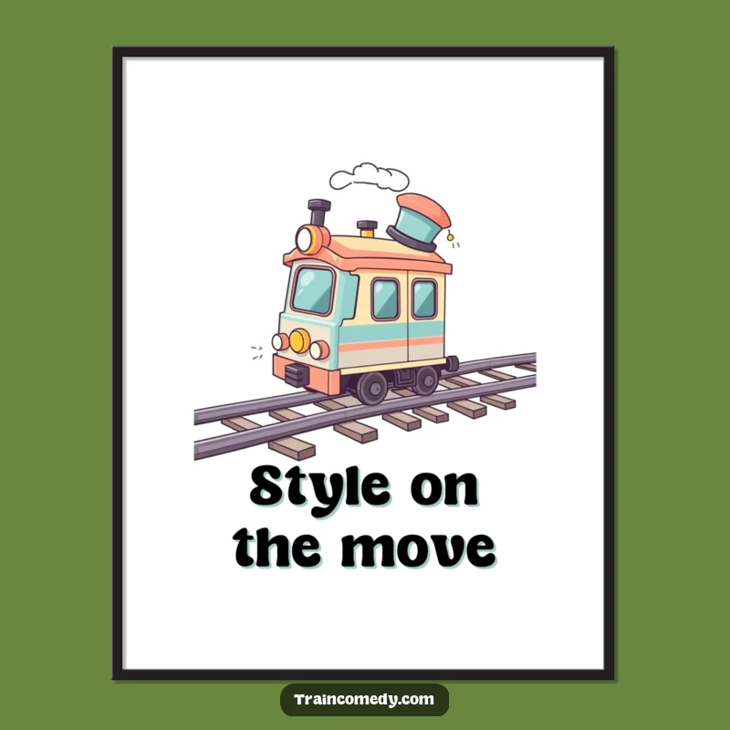 Funny Jaunty Hat Train Poster - Whimsical Wall Art for Train Lovers