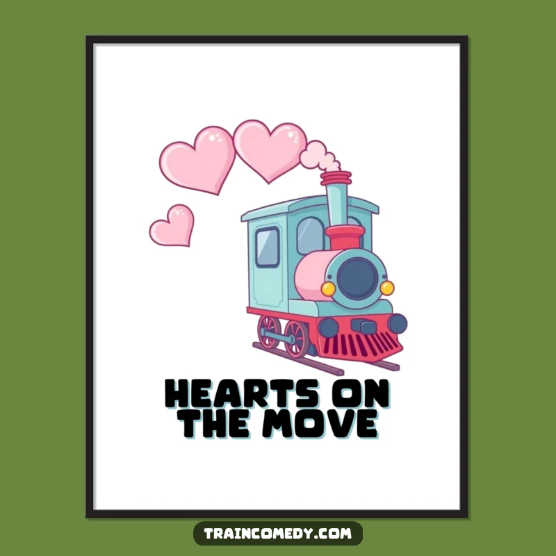 Funny Kawaii Train Heart Smoke Poster: Adorable Art Print, Hilarious Funny Gift