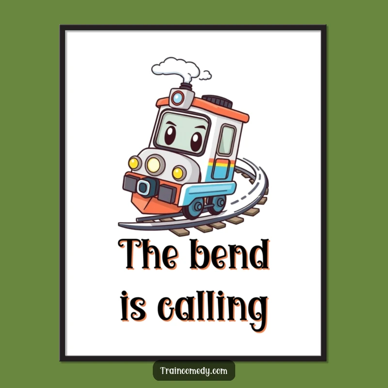 Funny Speeding Train Poster - Kawaii Determined Bend Art Print